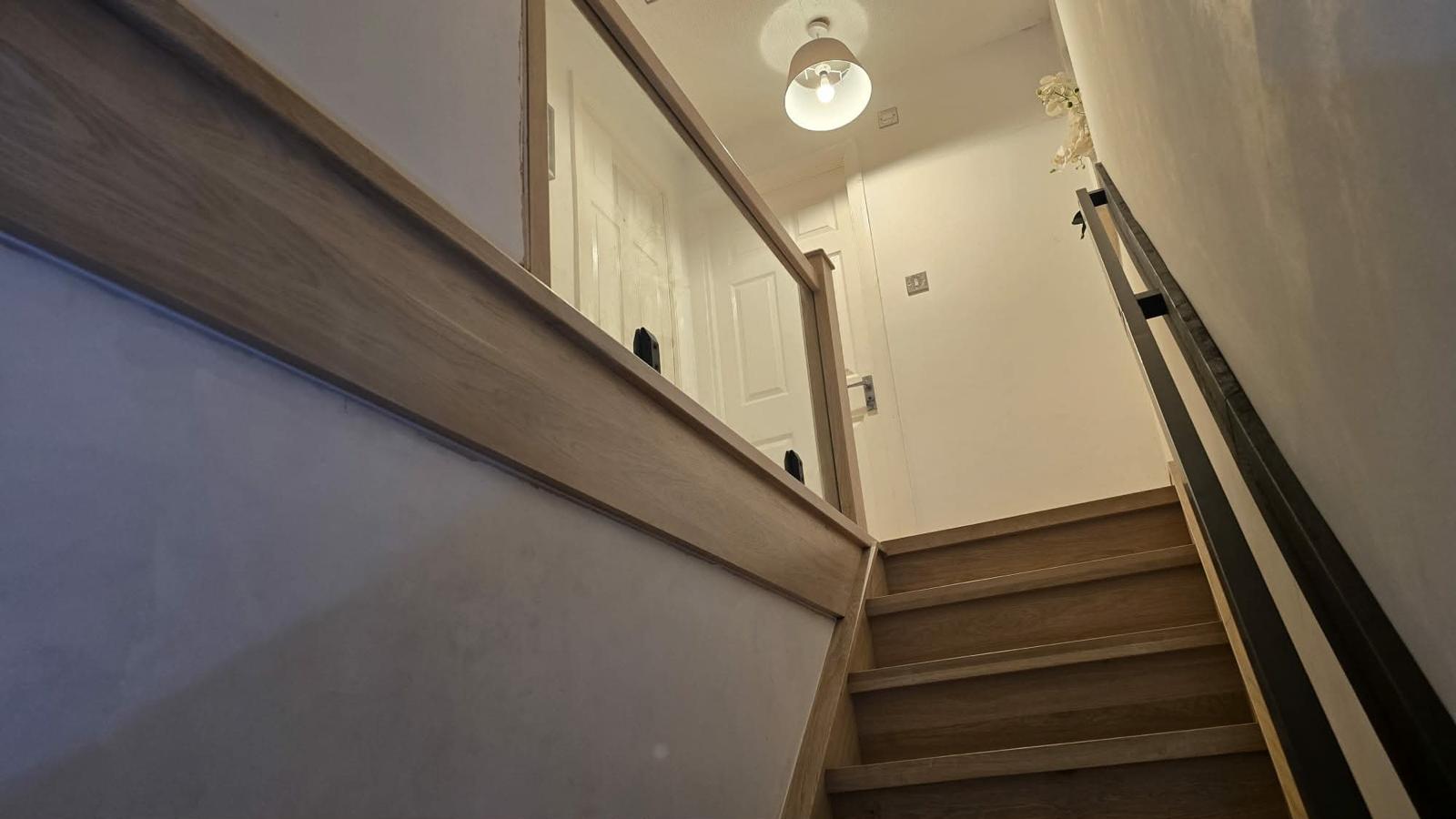 Oak shelving unit installation